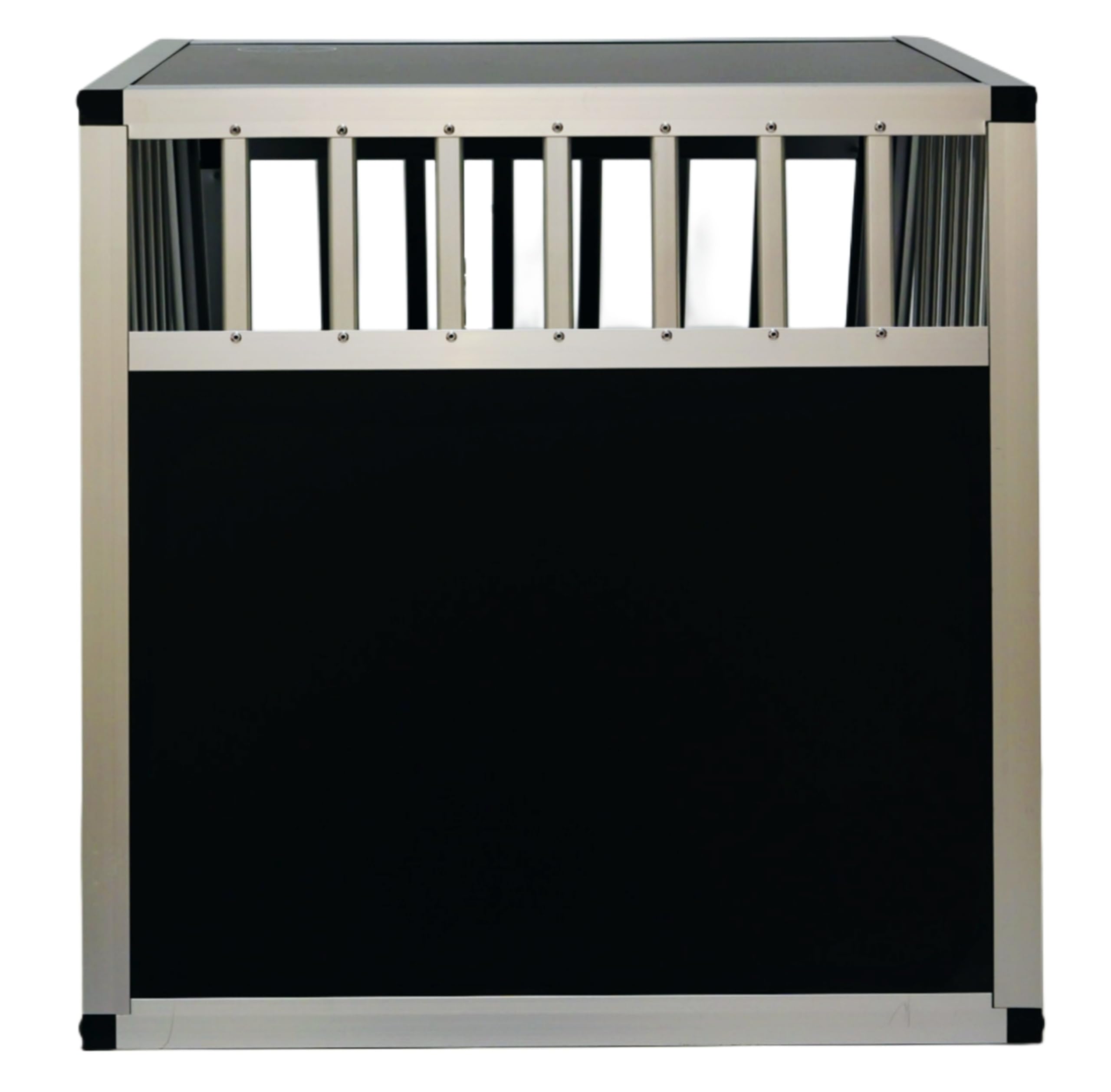 DOGHEAD Hundetransportbox Ecoline, Single 65x80x63 cm, Schwarz, Aluminium, Beidseitig Abgeschrägt 75°