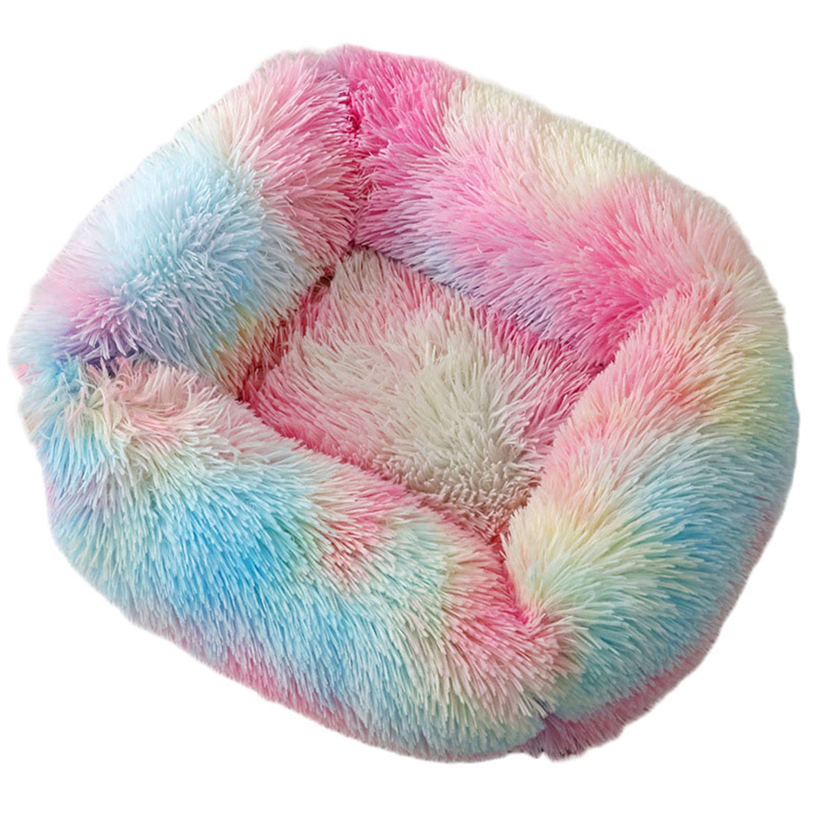 Zoomlie calming dog bed large washable cuddler bed fluffy plush warm comfy pet bed rectangular cat bed soft deep sleep dog bed for small medium large dogs cats (XXL(110 * 90 * 18cm),Colorful)