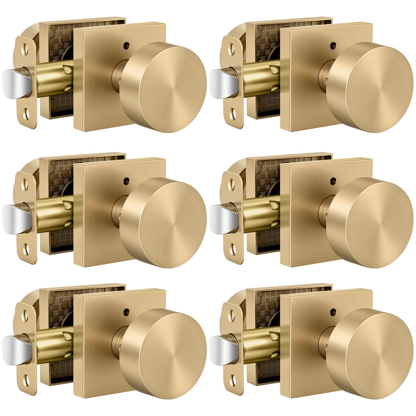 Gold Door Knobs - 6 Pack Zinc Alloy -29