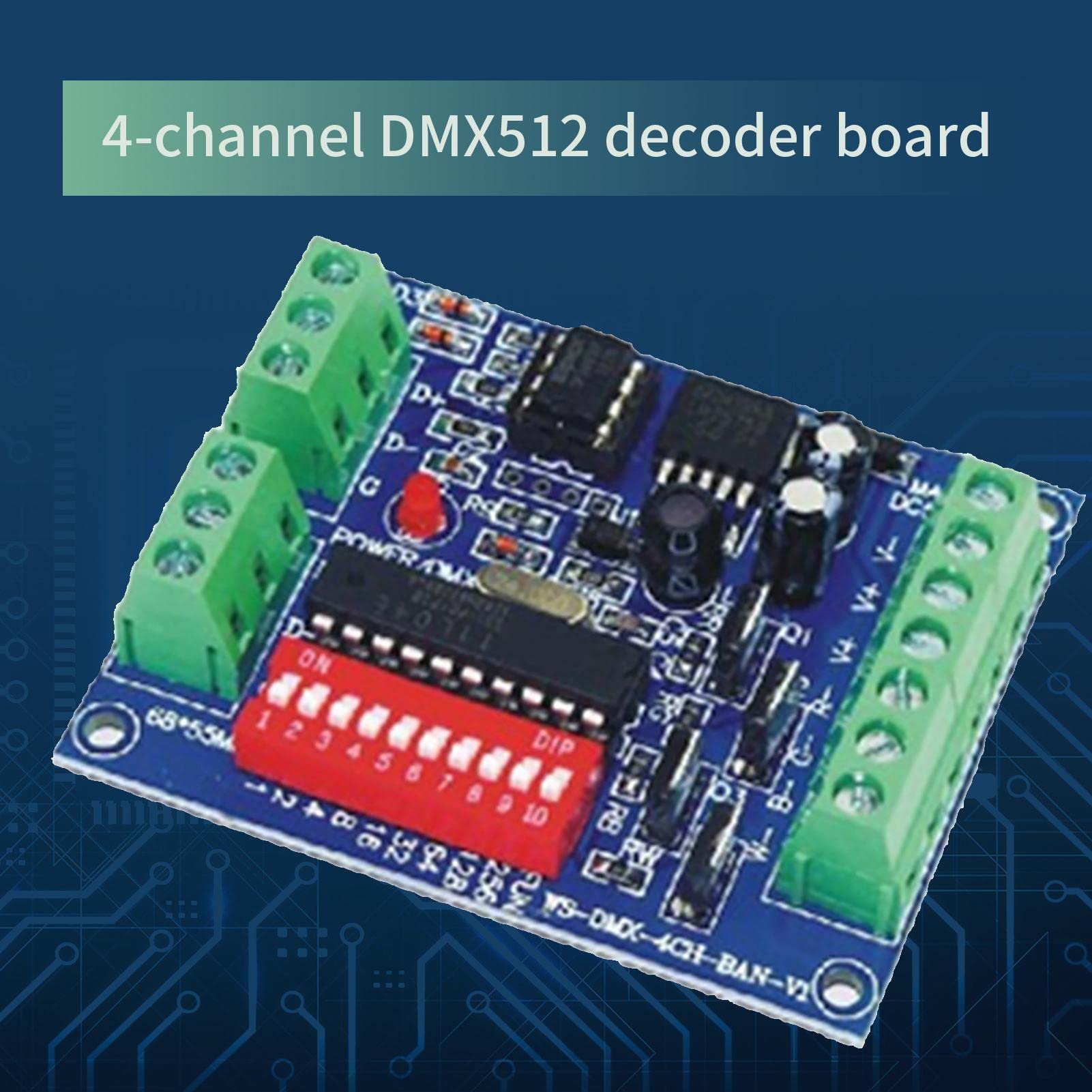 Fyearfly RGBW 4 Kanal DMX Controller, 4-Kanal DMX512 Steuerplatine LED RGBW DMX Decoder Board Controller 20A Max für RGB LED