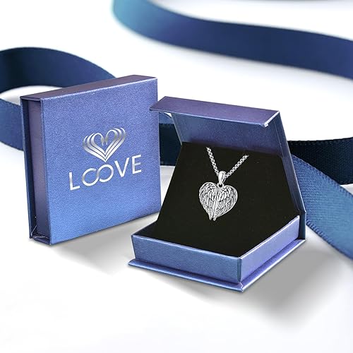 Miniatura 7 de LOOVE Collar de alas de ángel de plata de ley 925 con colgante de ángel de la guarda con dije de ángel, joyería de regalo para mujeres, niñas y