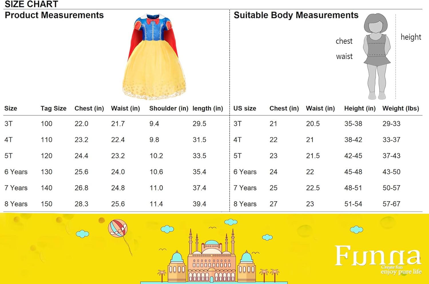 FUNNA コスチューム プリンセスドレス 幼児 女の子 アクセサリー付き 6~7歳