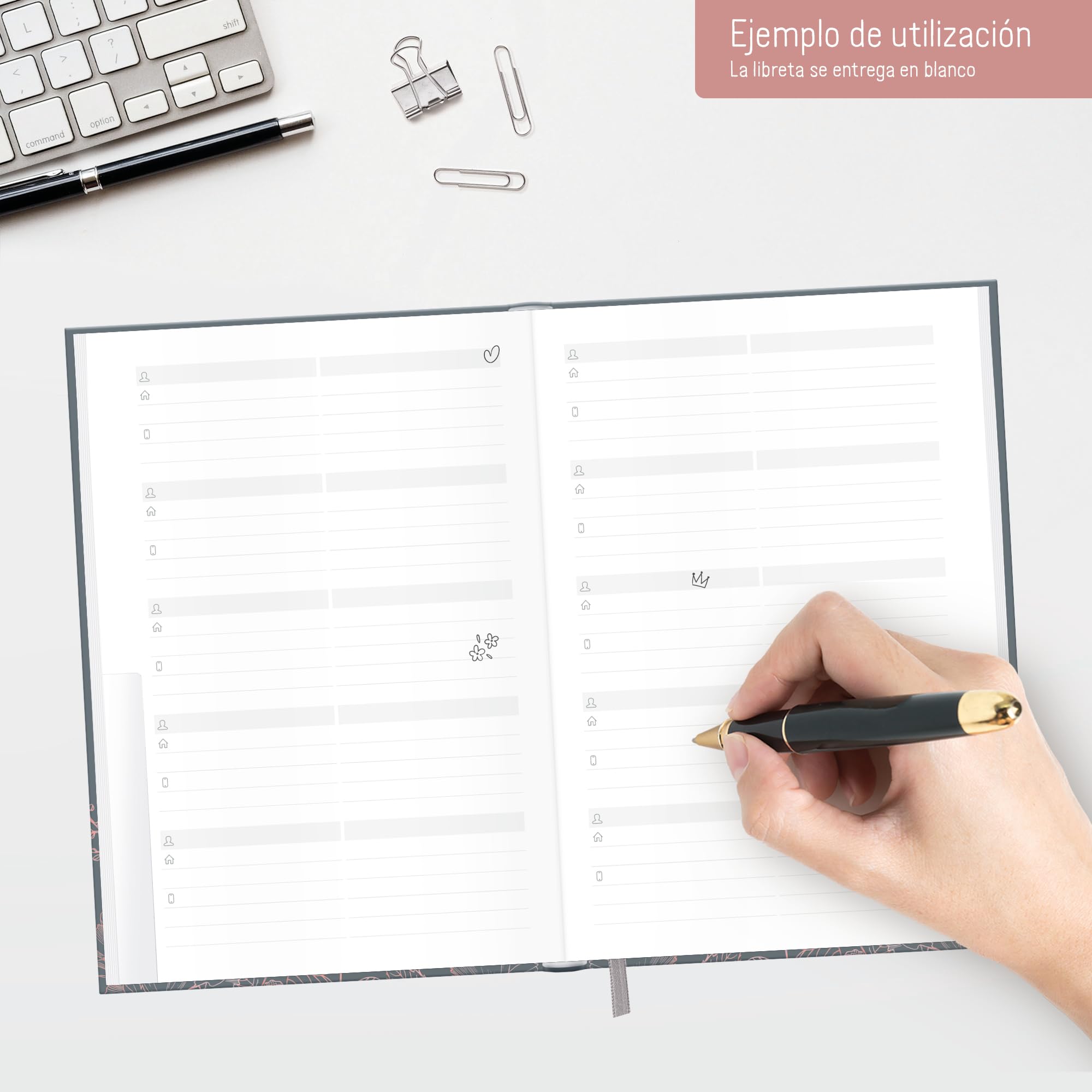 paper&you® Agenda A5 con índice A-Z [Poppy] para contactos, cumpleaños y contraseñas - sostenible y respetuosa con el clima