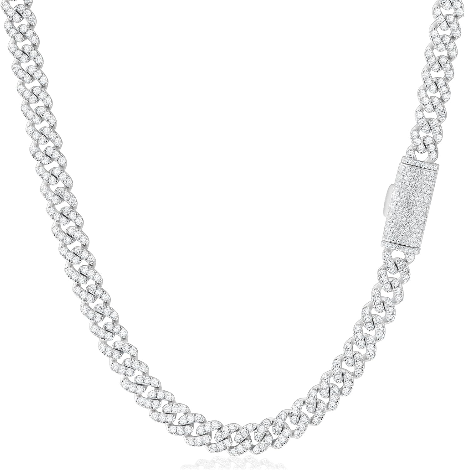 KRKCLIFE Moissanite Cuban Link Chain Bracelet & Necklace for Men Women 3.6-24.4CT, 14K Gold Plated S925 Sterling Silver Hypoallergenic, Hip Hop Jewelry Birthday Gifts,D Color VVS1 6mm Width 7-24inches