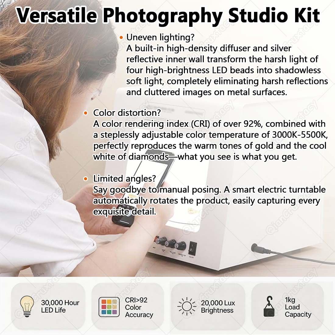 Caja De Luz Versátil para Fotografía De Joyas T30