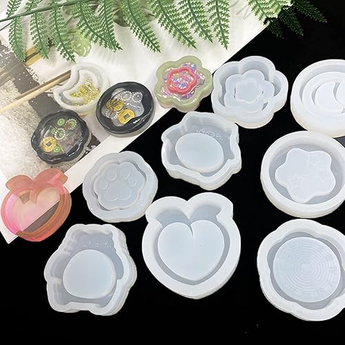 Miniatura 2 de Lerpwige Moldes de resina para coctelera de resina, moldes de resina UV, llavero de luna movediza, molde de resina epoxi hecho a mano para colgar