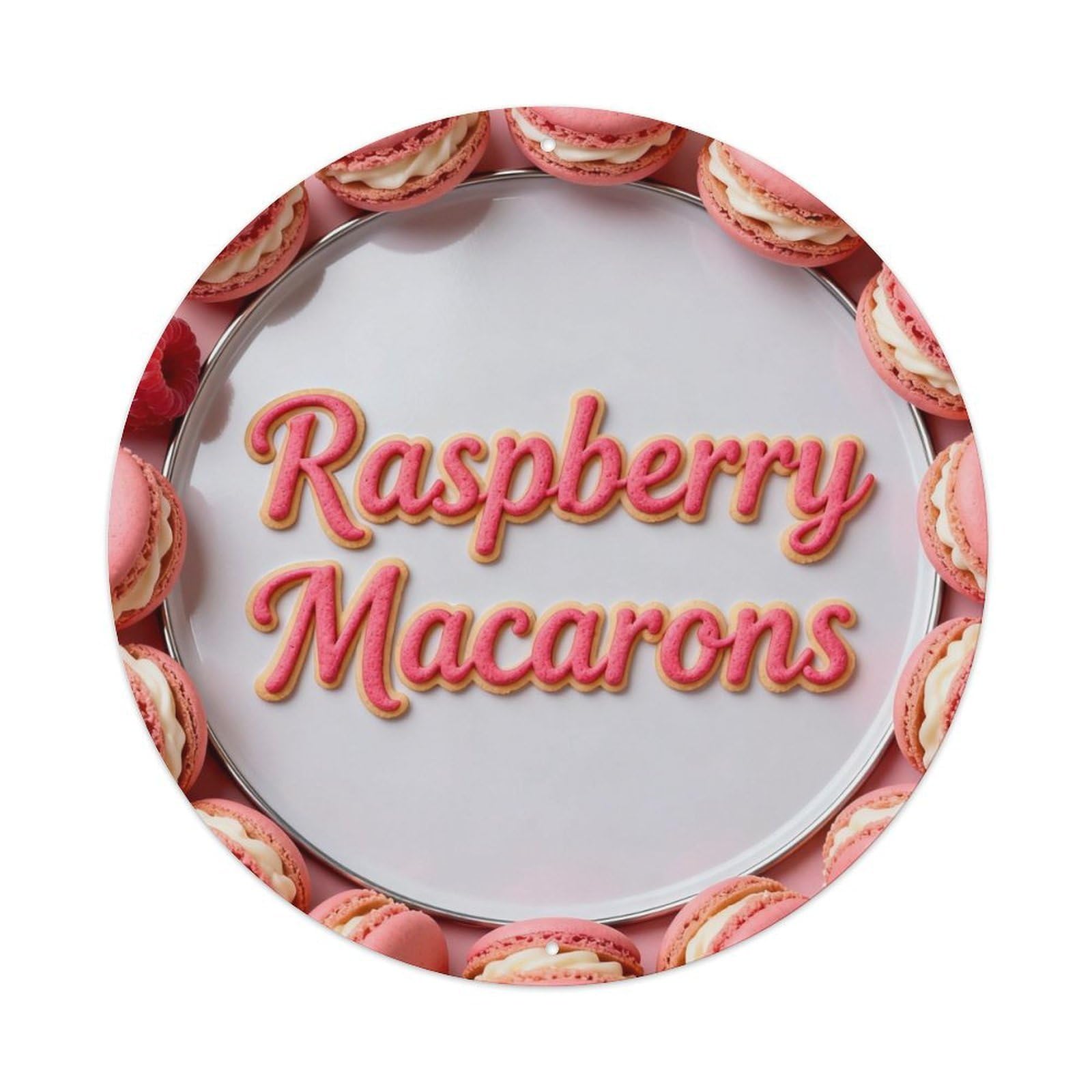 Raspberry Macarons Metal Tin Sign Plaque