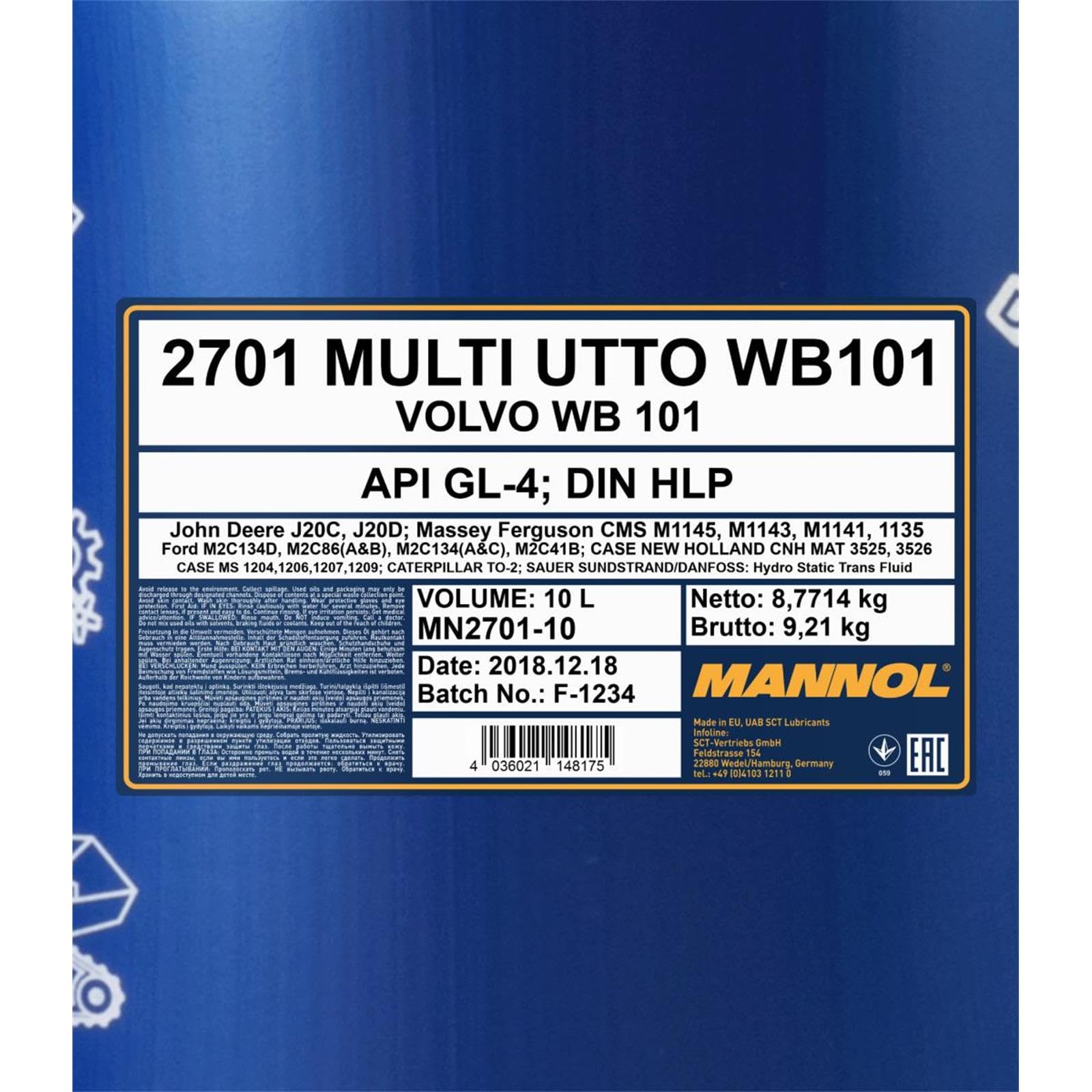 Mannol 2x MN2701-10 Motoröl (10 L) | 2x MN2701-10, Mannol 2701 Multi Utto Wb 101 10W-30