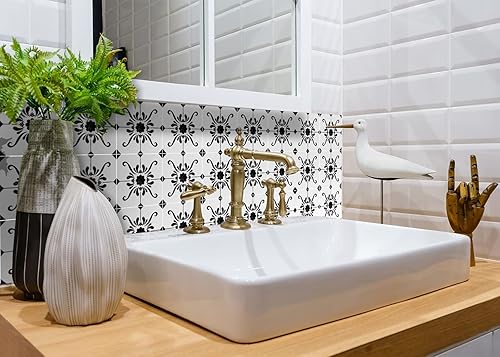 Miniatura 7 de Adhesivos para azulejos de Mi Alma 24 unidades, Talavera, plantillas de pared, calcomanías para despegar y pegar, fácil aplicación, ideal para baño,