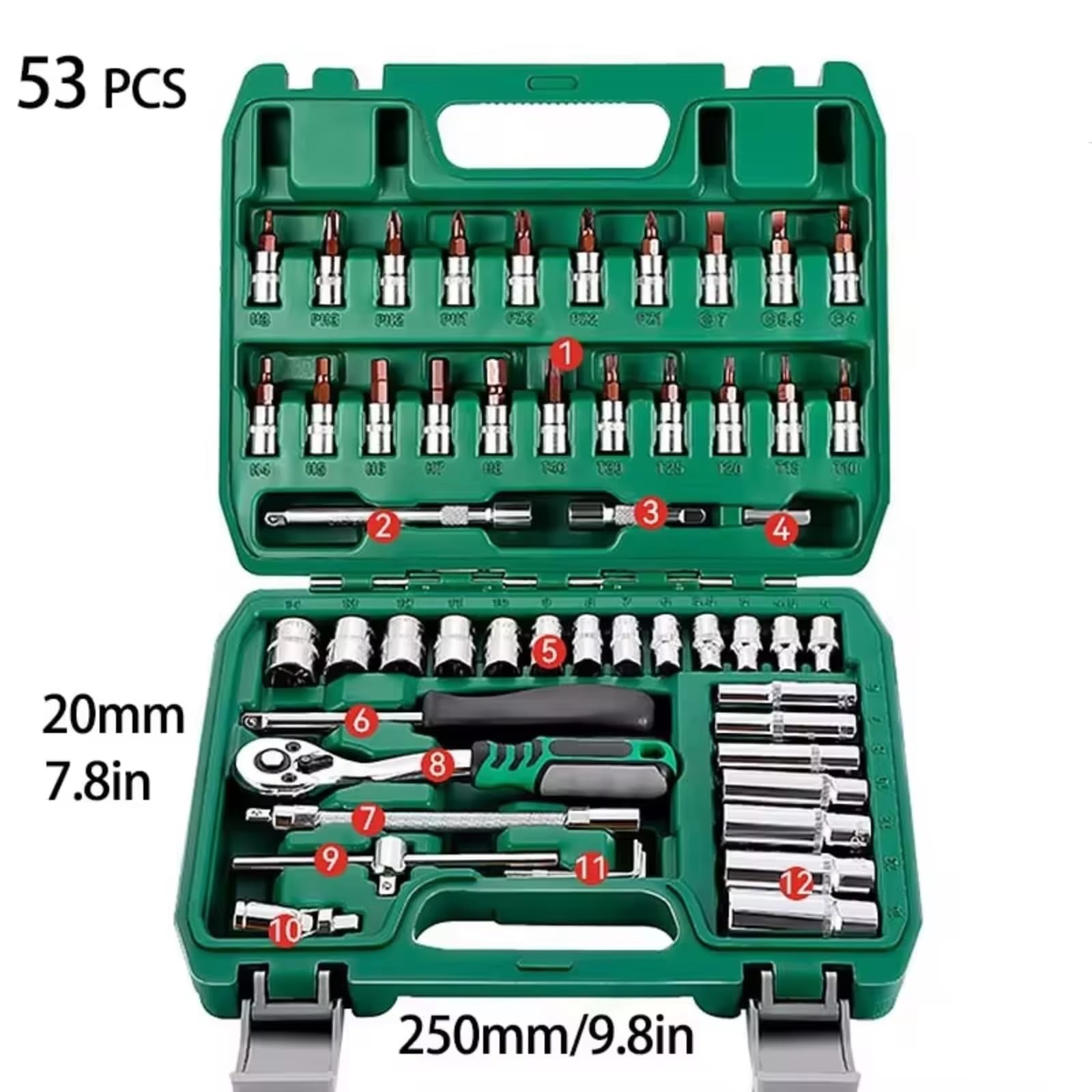 Maletín herramientas multiusos Juego De Llaves De Trinquete Con Enchufe De Accionamiento 53 Uds Trinquete Reversible Con S2 Y Enchufes Kit Reparación De Automóviles Para El Hogar