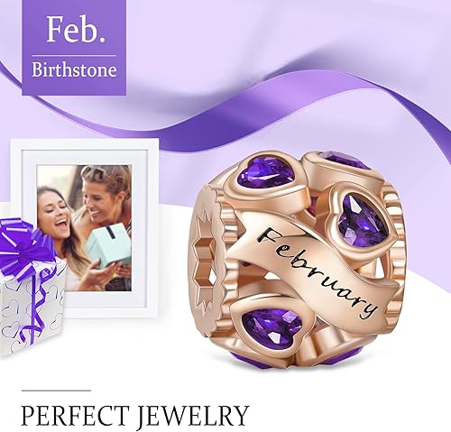 Miniatura 2 de Abalorio de plata de ley 925 con piedra natal de Ningan abalorio de corazón para pulseras y collares regalo de cumpleaños para mujeres y niñas