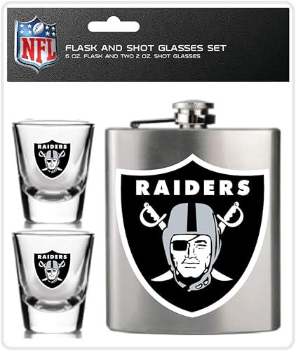 Miniatura 7 de Juego de vasos de chupito y petaca de acero inoxidable de la NFL