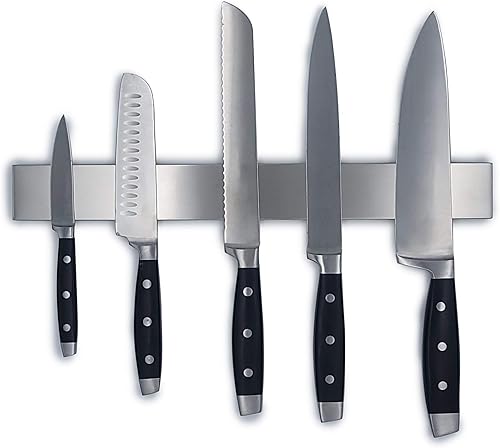 Potente tira magnética de almacenamiento de cuchillos de 16 pulgadas, barra magnética de cuchillo con acabado espejo, estilo moderno, acero