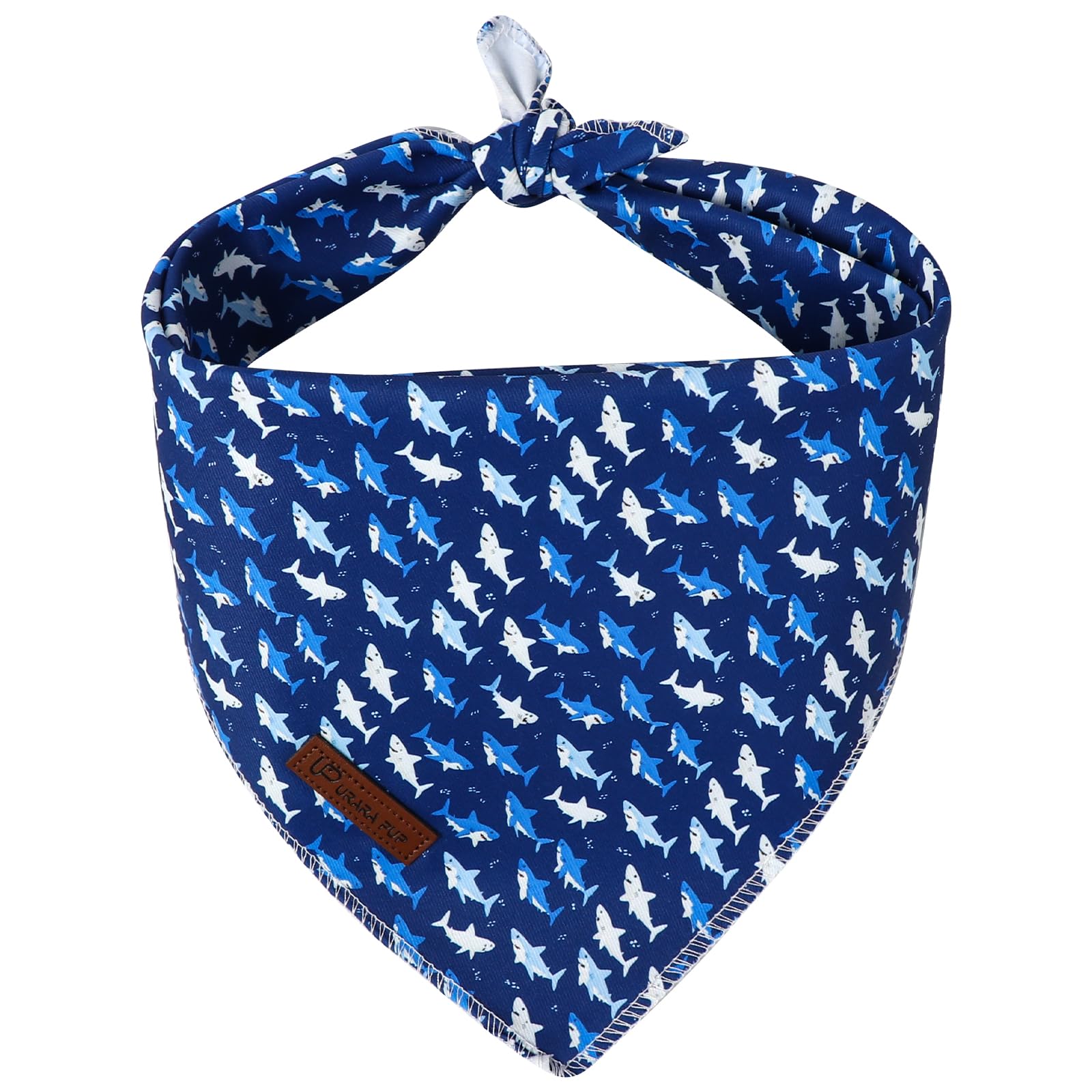 UP URARA PUP Sharks Dog Bandana, Summer Ocean Puppy Bandana for Small Medium Dog, Cotton Blue Sharks Pet Triangle Bid Scarf Kerchief for Girl Boy Dogs or Cats