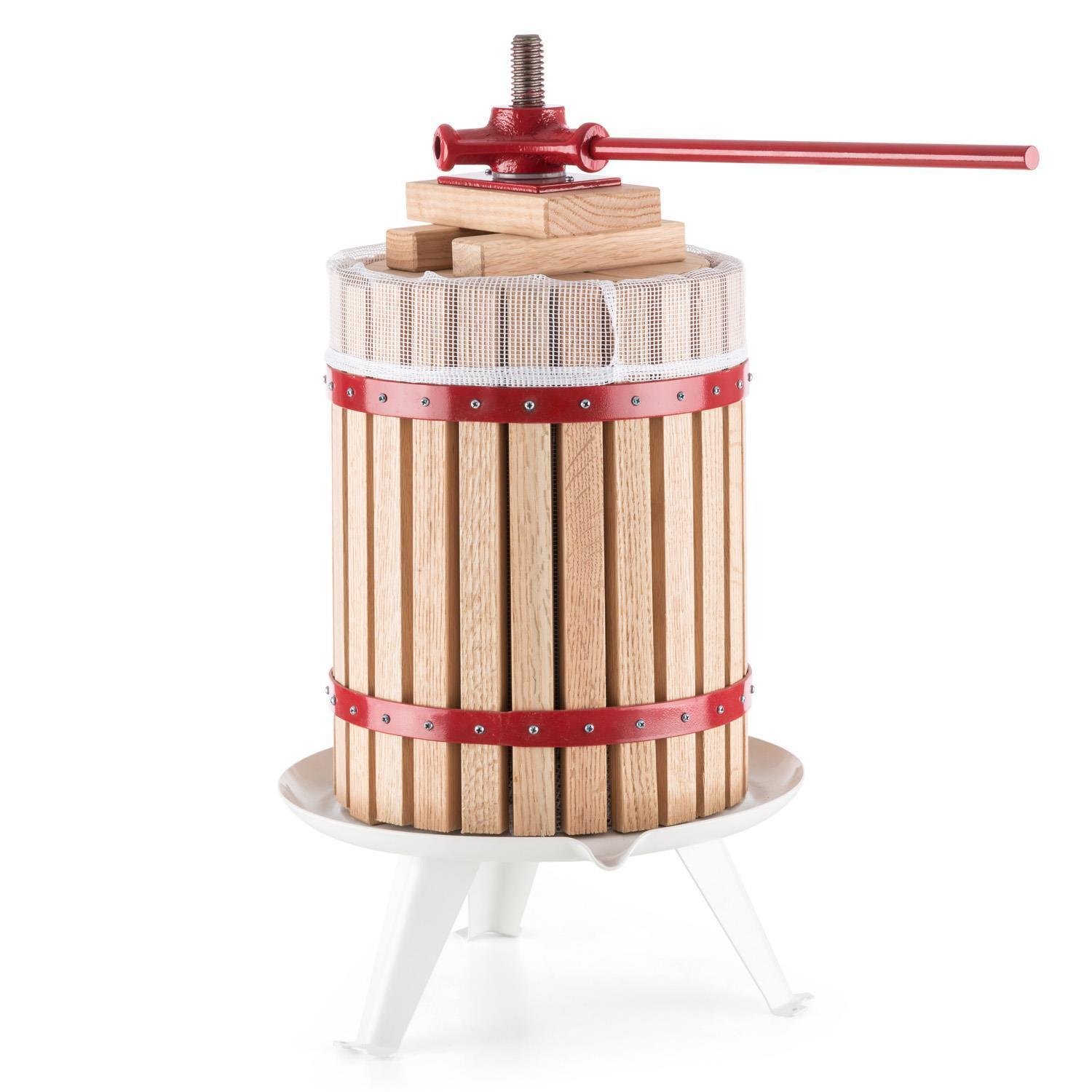 Exprimidor mecánico de frutas y cítricos 12L-FP 12L en madera de roble.