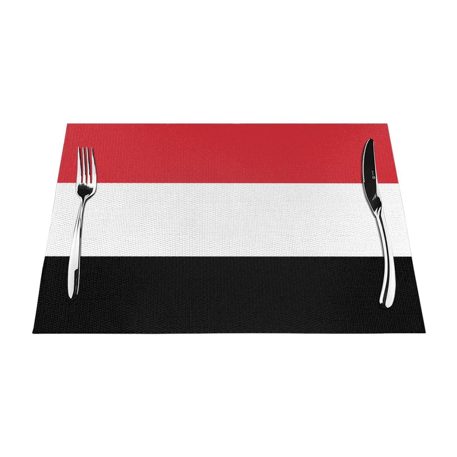 Yemeni Flag 6 Pcs Patterned Woven Placemats are Non-Slip and Heat-Resistant and Complement Any Table
