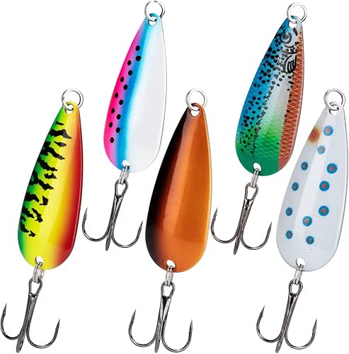 THKFISH 5pcs Saltwater Fishing Lures, Fishing Spoons with Durable Treble