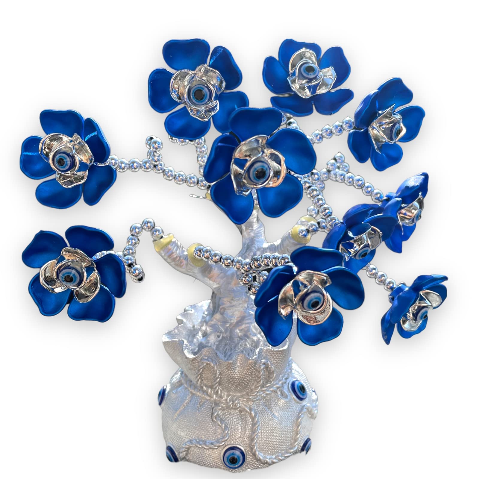 Blue Beads Turkish Evil Eye Flowers Tree with Silver Money Bag Feng Shui Protection Wealth Prosperity Table Centerpiece Ornament for Home Office Decor Protection Gift (B0B9JX5YTJ) Amazon Price History, Amazon Price Tracker