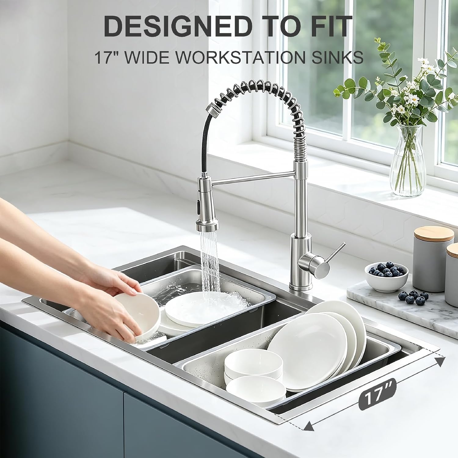 16.9 in Over the Sink Colander & Prep Basin Set, Stainless Steel Dish Pan