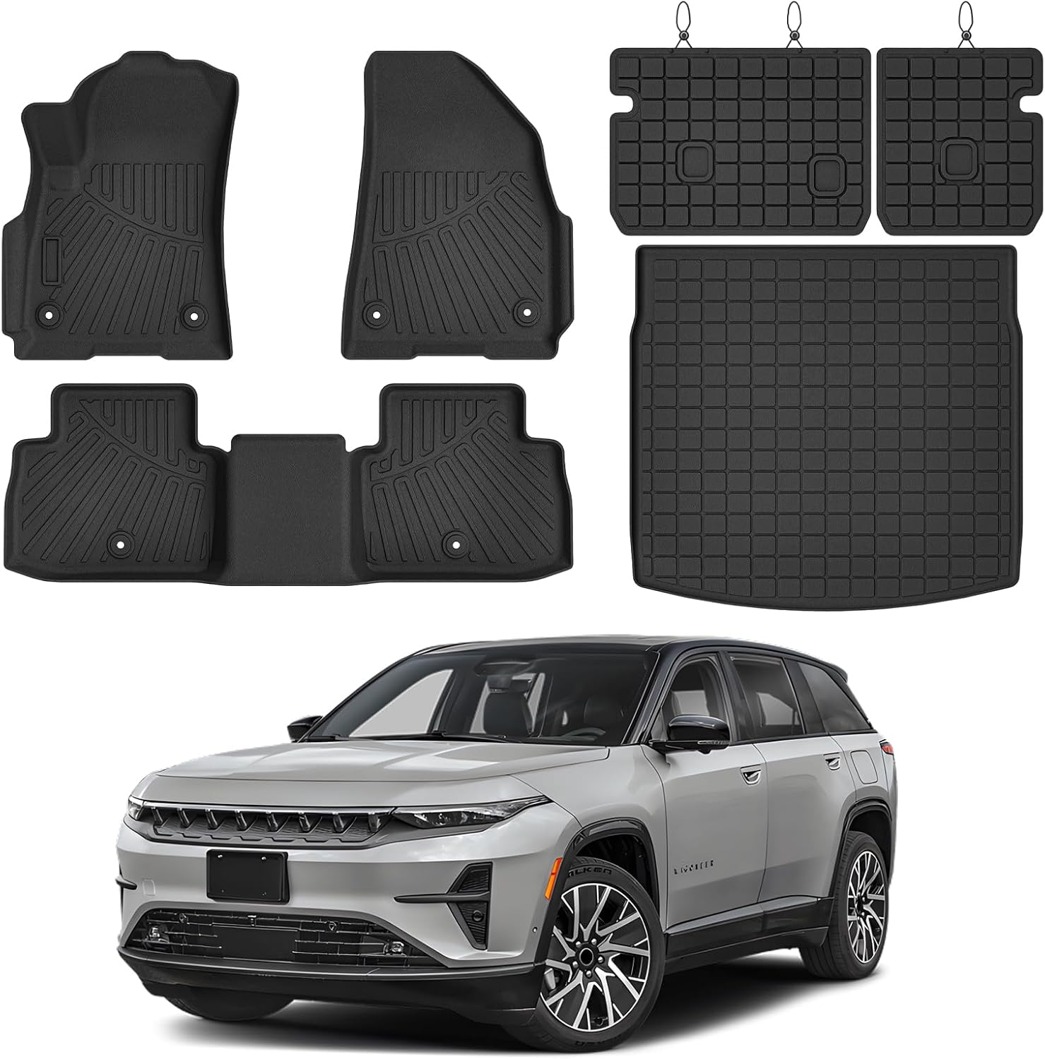 Cartist Floor Mats Fit for Jeep Wagoneer S 4xe EV 2025 All Weather Floor Mat for Heavy Duty TPE Carpet Protection