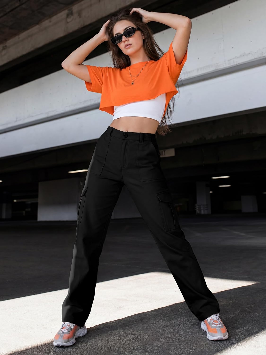 SEVEGO Tall Women's 32/34/36 Inseam Cargo Pants Straight Leg Casual Relaxed Work Trousers Streetwear Y2K 6 Pockets Chinos