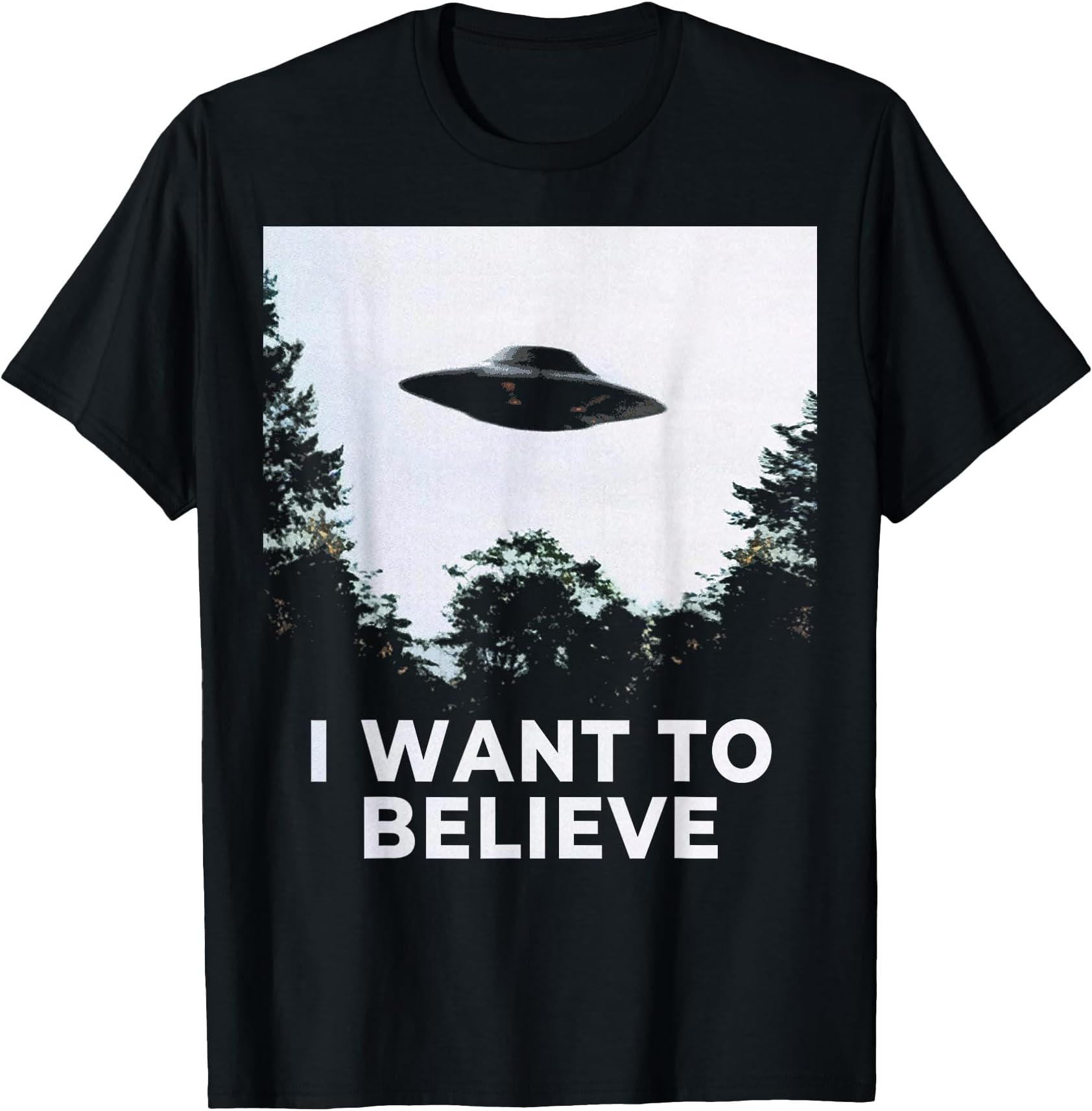Alien UFO Hunter I Want To Believe Spaceship Design T-Shirt