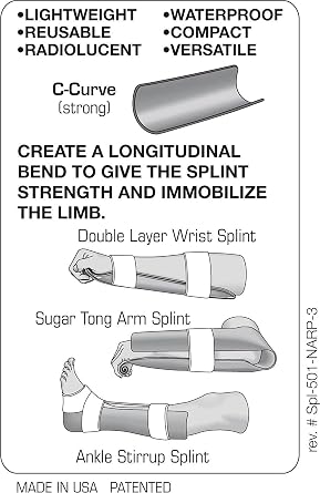 North American Rescue SAM Splint II NAR Moldable, Lightweight, Strong, Waterproof, Reusable Splints for Arms, Legs, Fractures (50-1005)
