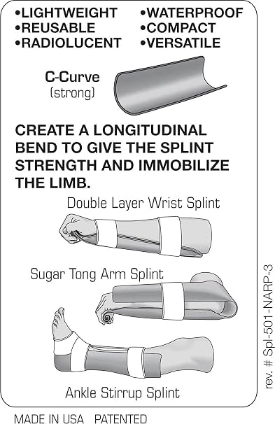 North American Rescue SAM Splint II NAR Moldable, Lightweight, Strong, Waterproof, Reusable Splints for Arms, Legs, Fractures (50-1005)