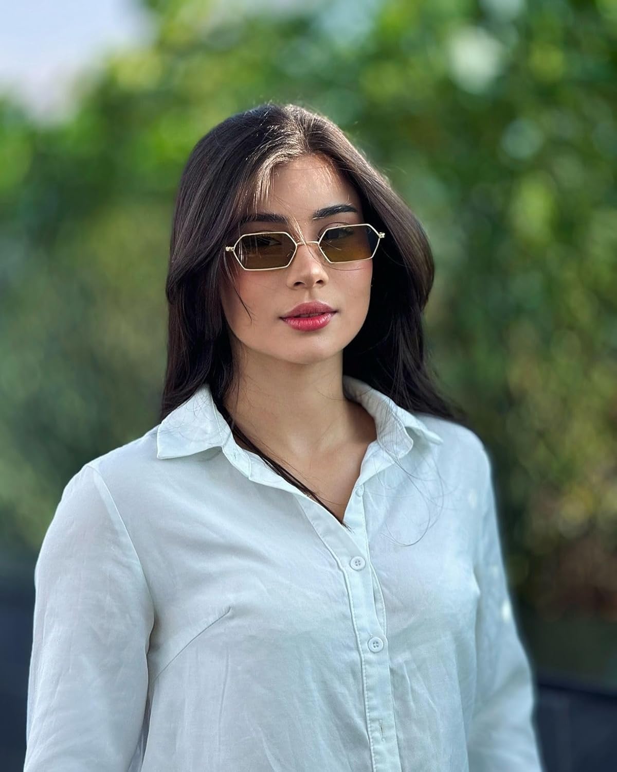 JUDOO Small Narrow Rectangle Sunglasses for Women Men Retro Y2K 90s Hexagon Frame Skinny Sunnies - Image 9