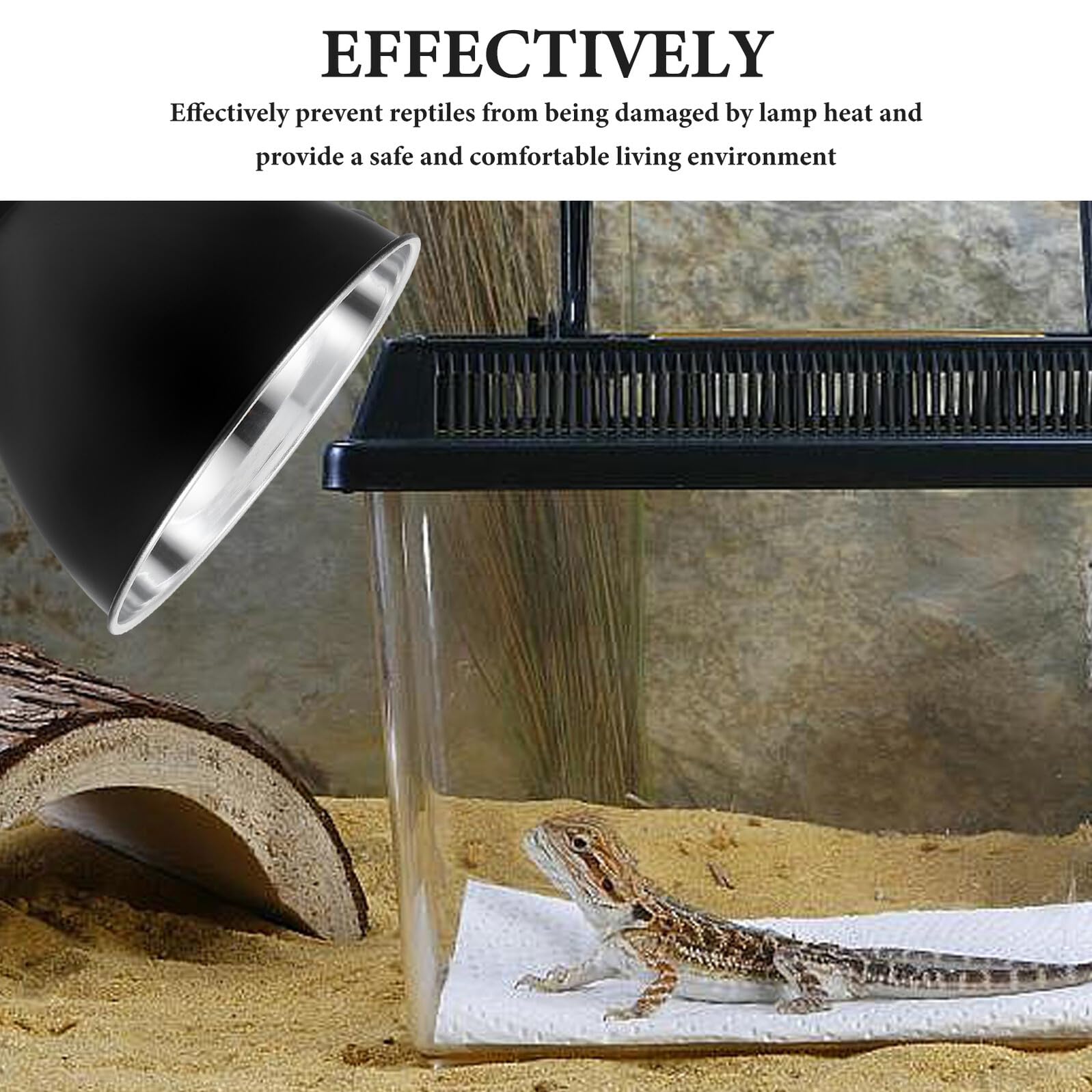 Lampada Riscaldante per Teca Rettile con Paralume Riflettente Accessorio Isolante per Lampade Animali Facile Installazione e Risparmio Energetico
