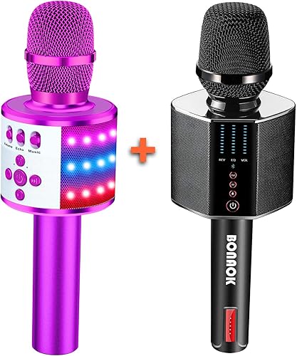 BONAOK Q78 y G50 Micrófono inalámbrico Bluetooth para karaoke portátil con altavoz karaoke para cantar en casa, fiesta, regalo para niños y adultos