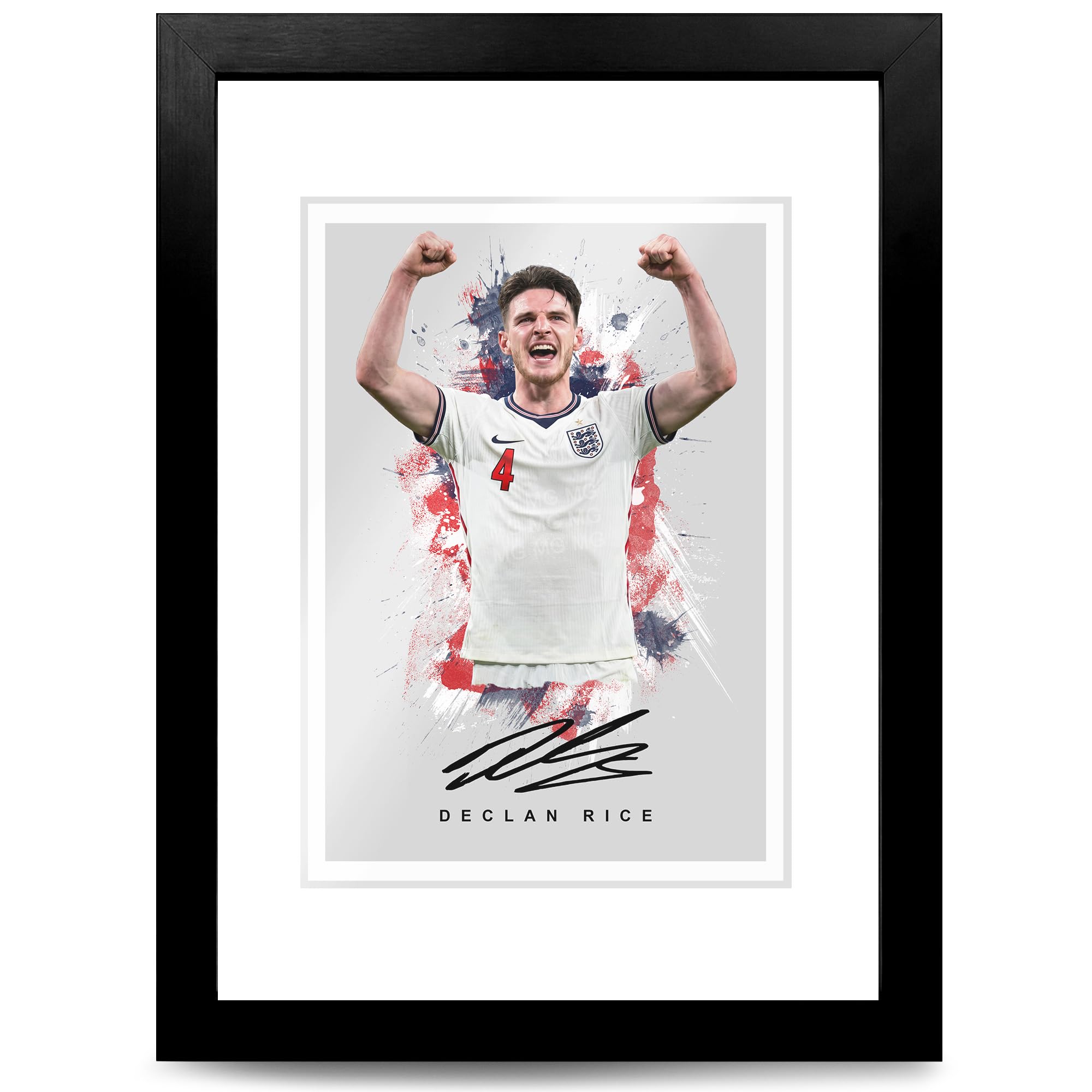 Declan Rice Arsenal Signed Photo Poster A4/A3 Print Picture Display Framed Autograph Memorabilia for Football Fans Gift England (England, Grey A4 framed & mounted)