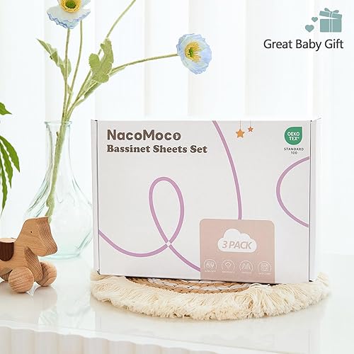 Miniatura 6 de Paquete de 3 sábanas suaves para moisés – Sábanas de moisés de 33 x 20 pulgadas para Baby Delight, Angelbliss, Maxi-COSI y la mayoría de camas de