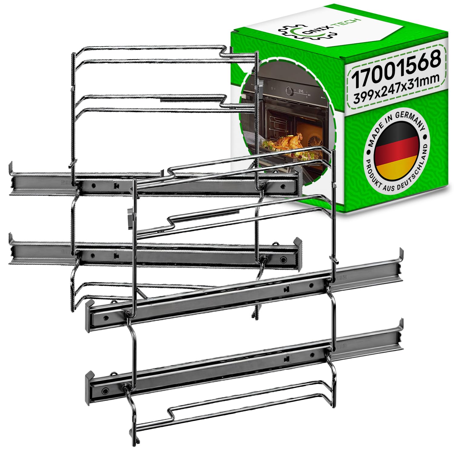 Rails Telescopiques Horno 2 Niveaux 17001568 para Bosch - MADE IN GERMANY