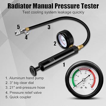 Automotive Radiator Pressure Tester & Coolant Vacuum Refill Tool Kit, Cooling System Manual Leak Test & Pneumatic Coolant Fill Filling Filler Set on Car Truck Airlift Engines, 28PCS Black