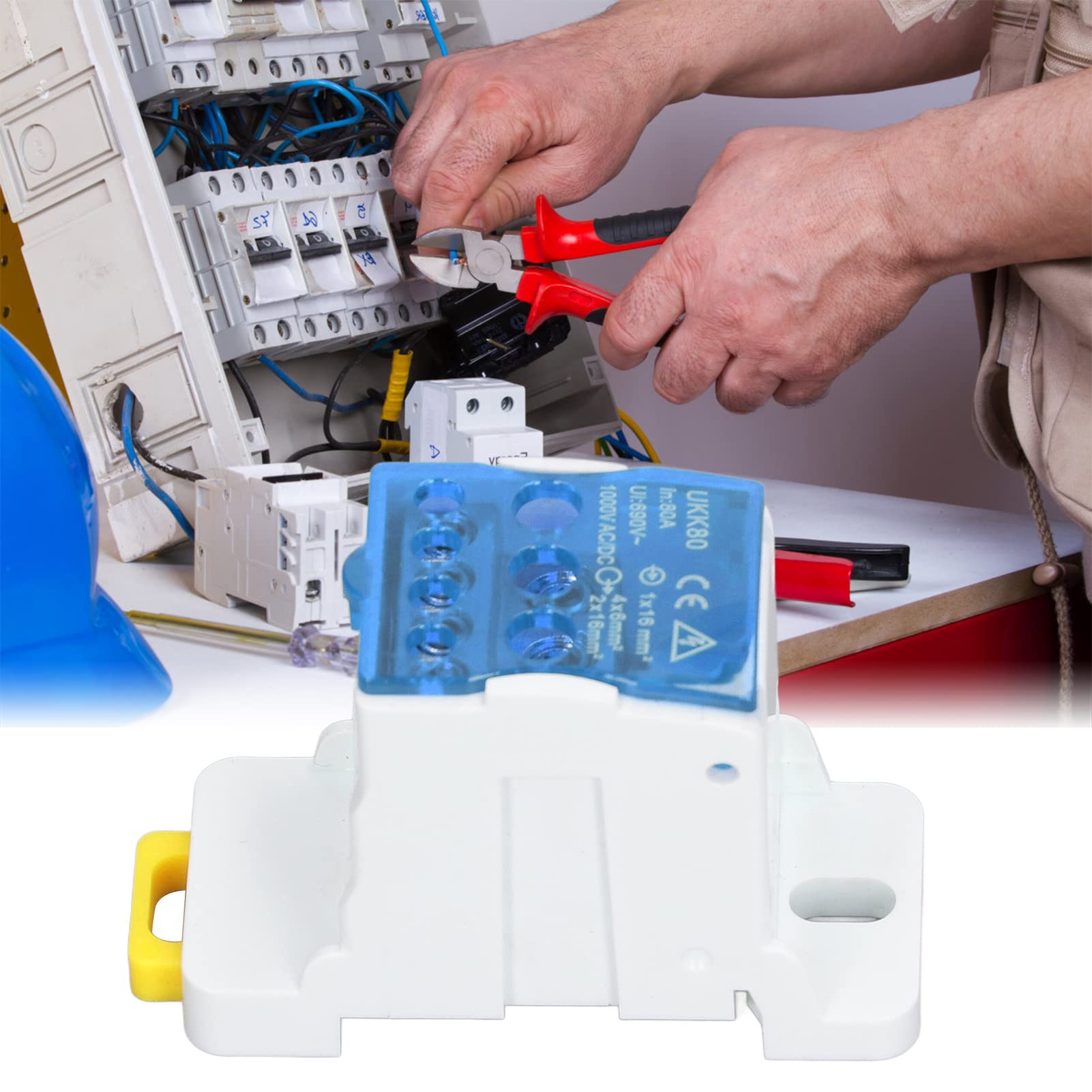 Tyenaza UKK-80A Bloque Caja de Distribución, Caja de Conexiones Unipolar Carril C45, Azul