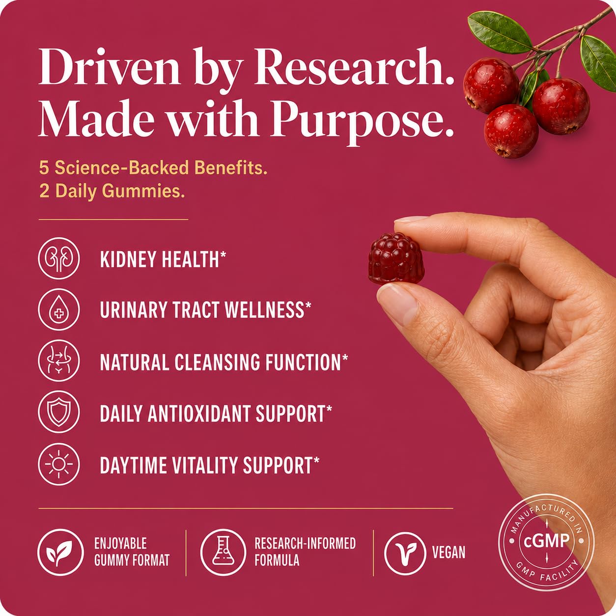 Kidney Cleanse Detox & Repair for Women Cranberry Supplement 60 Gummies — Amazon image 3