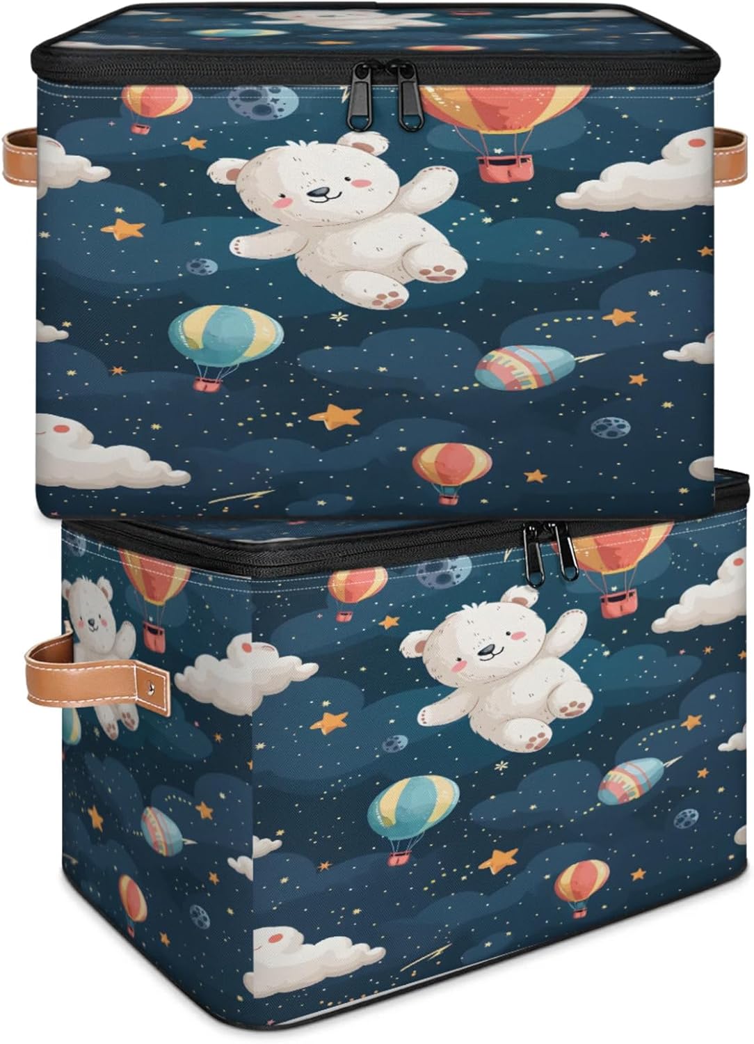 2-Pack Storage bins with lids - 26 quart organizer bins - Collapsible fabric storage bins with sturdy handles and double zipper tops - Versatile for home, toys, dorm rooms