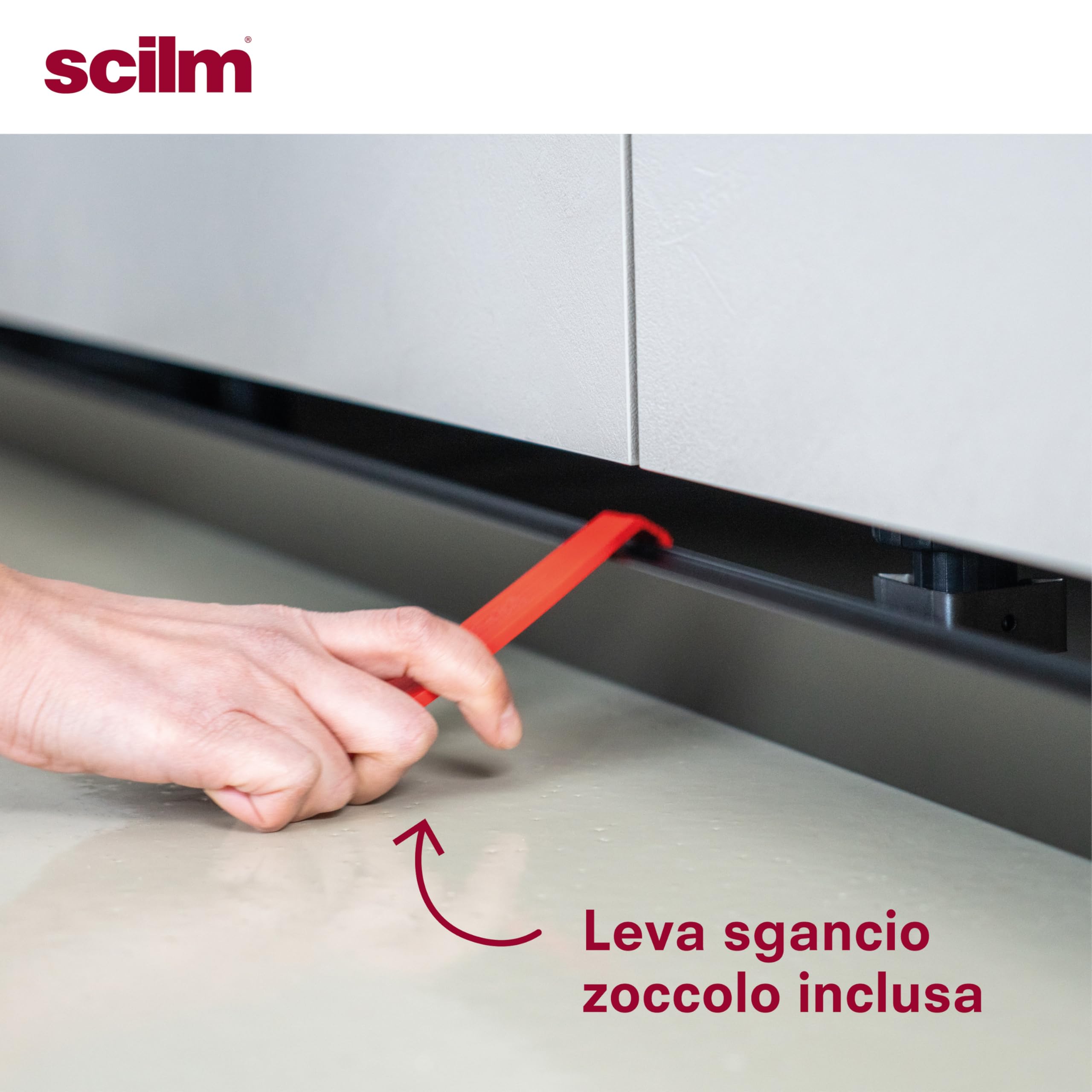 Kit 10 Ganci Magnetici e 8 Ganci Piedino per Zoccolo in Legno da Cucina - Compatibile con i piedini da 34 mm di Diametro e regolo con diametro 80 mm - Leva per Sgancio Zoccolo inclusa
