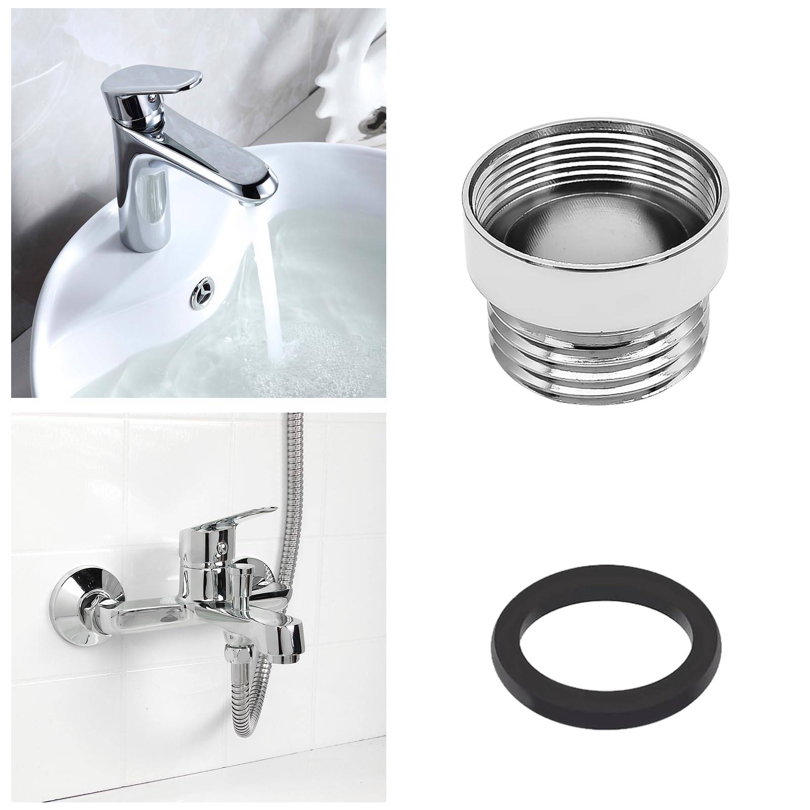 Adaptador de grifo, conector aireador, rosca de 1/2" de metal sólido, conector de grifo de cocina para purificador de agua, 2 unidades, plateado