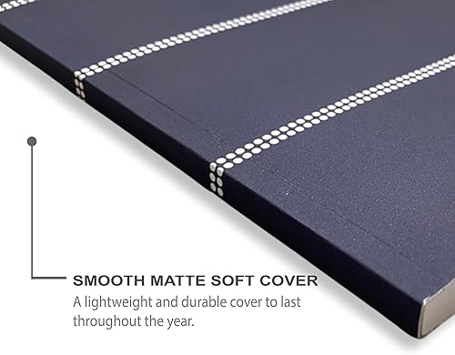 Miniatura 3 de Kahootie Co - Planificador mensual y semanal para el hogar y el trabajo, cubierta suave a rayas azul marino, acabado mate liso (rayas pequeñas azul