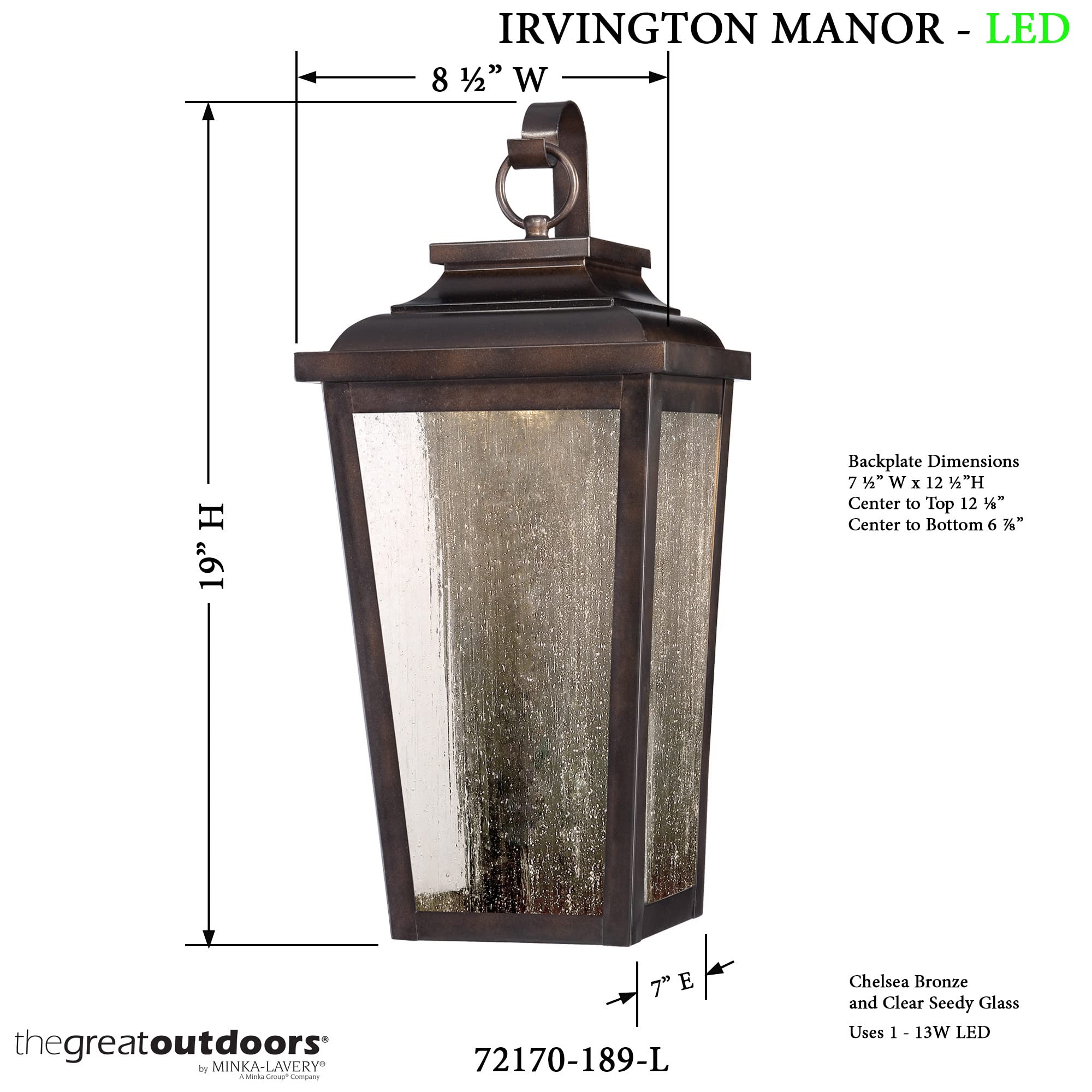 THE GREAT OUTDOORS Irvington Manor 1 Light LED Pocket Lantern in