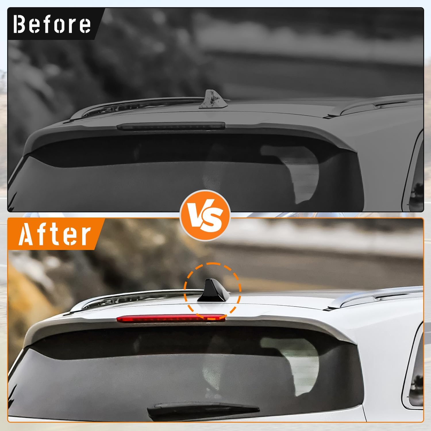 Shark Fin Antenna Cover,Car Roof Antenna Shell Compatible with for Kia Sorento w/GPS 2016 2017 2018,96210-C6110EB,Shark Fin Antenna Cap Lid Replacement,No 3mm Adhesive,Glossy Black