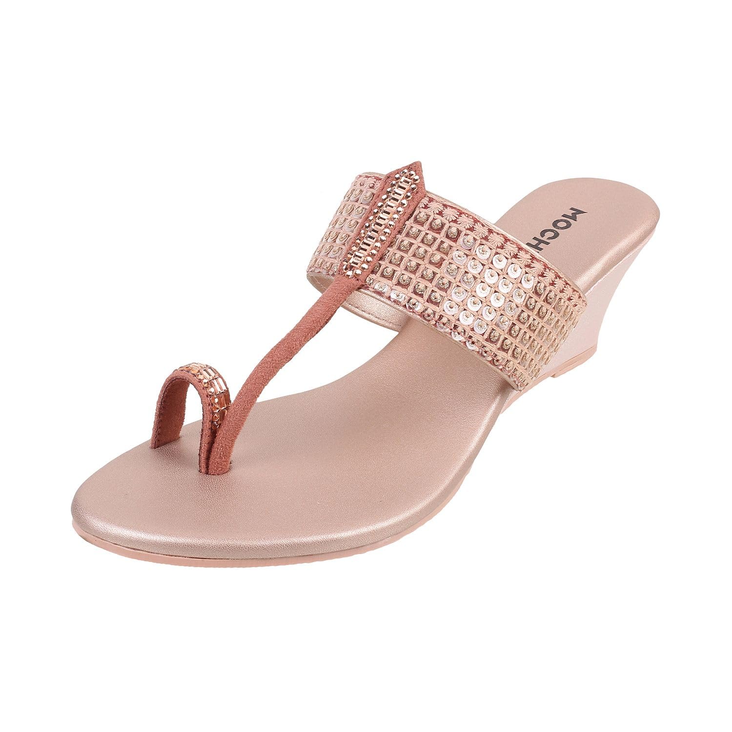 Mochi Women Rose Gold Ethnicwear Wedge Heel Sandal UK/8 EU/41 (32-574) (B0CG3M8CP5) Amazon Price History, Amazon Price Tracker