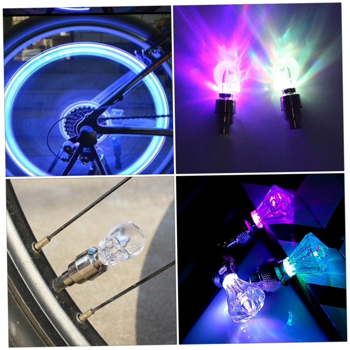 YARNOW Luce della Valvola della Bicicletta Ciclo Faro Torcia Elettrica A LED Freddo Ruota Scooter Leggero Parà Luci dei Raggi della Bici Stelo Neon Auto Pedale Metallo