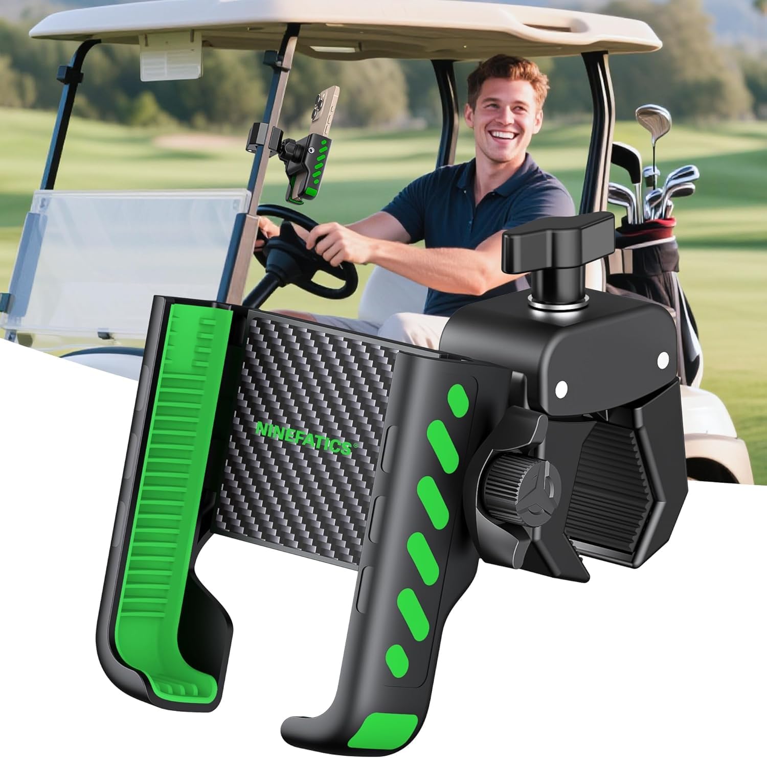 Golf Cart Phone Holder Mount, Golf Cart Accessories Essential Gift for Golfers Men Women, Fits EZGO Club Car Yamaha, Phone Caddy for iPhone Galaxy Pixel, 2025 Stocking Stuffers, for Men