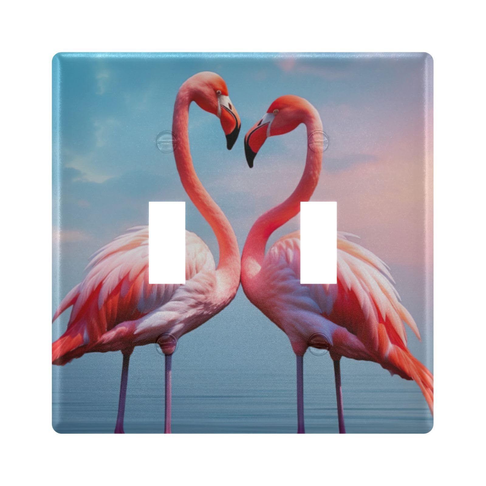 Two Flamingos on Water Pattern Toggle Light Switch Cover 2 Gang Wall Plate Cover Double Switch Cover 4.56 x 4.48 In Electrical Faceplate for Home