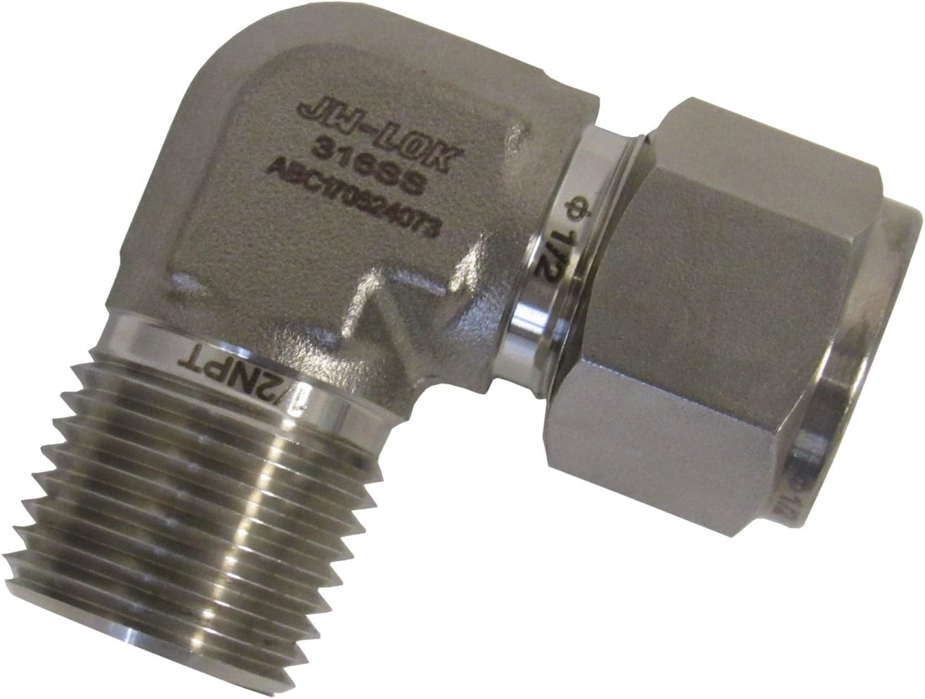 Stainless Steel Compression Tube Fitting 1/2" Tube x 1/2" MNPT 316 SS 90 Degree Elbow