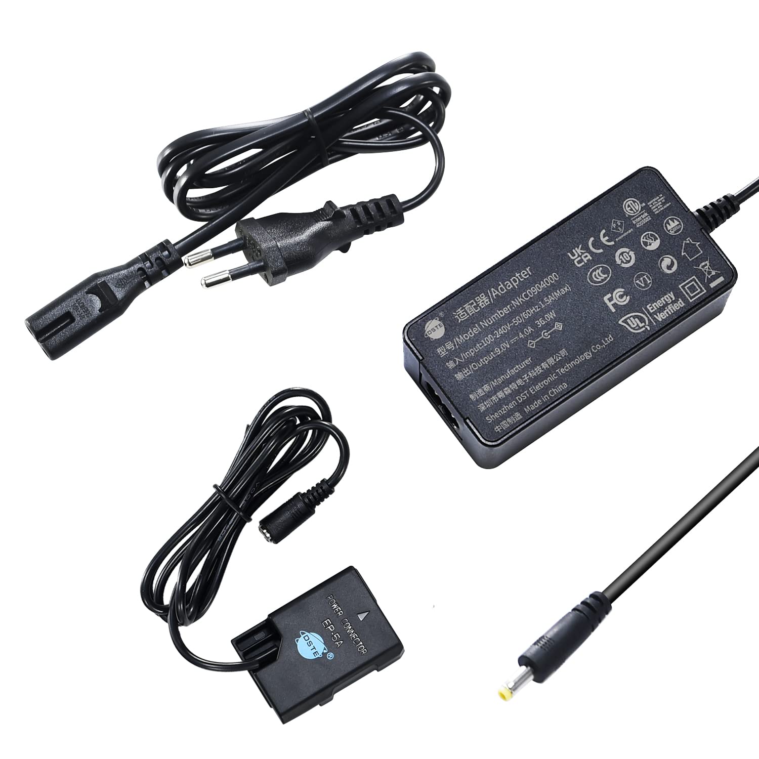 DSTE EH-5 AC - Alimentatore di rete EP-5A, compatibile con Nikon EN-EL14, D3300, D3400, D5300, D5500, D5600, D3200, D5200, D5100, D3S Df, Coolpix P7000, P7100