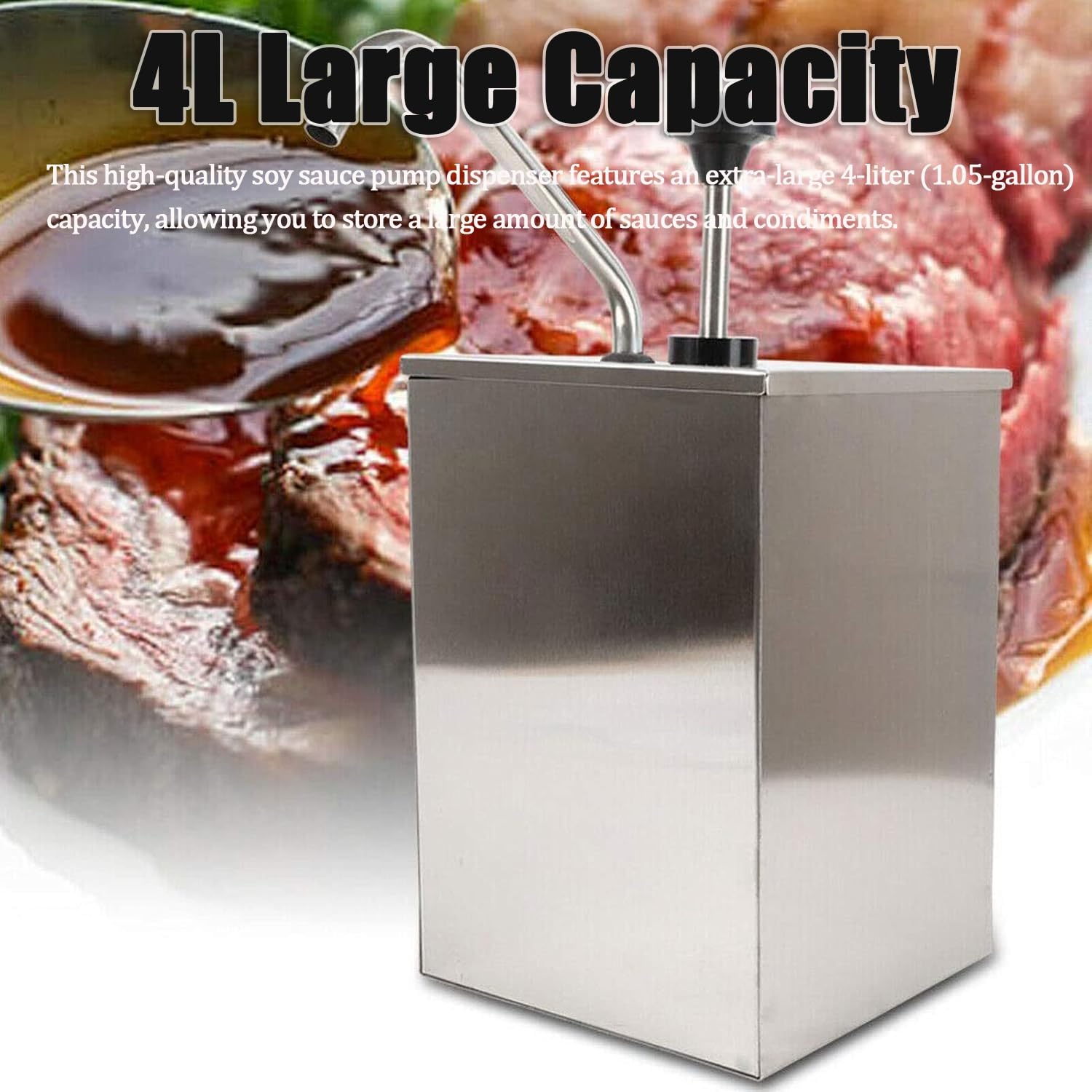 Dispenser per condimenti a testa singola in acciaio inox, 4 l, per ketchup, salsa di soia, maionese, sciroppo, stazione di erogazione commerciale